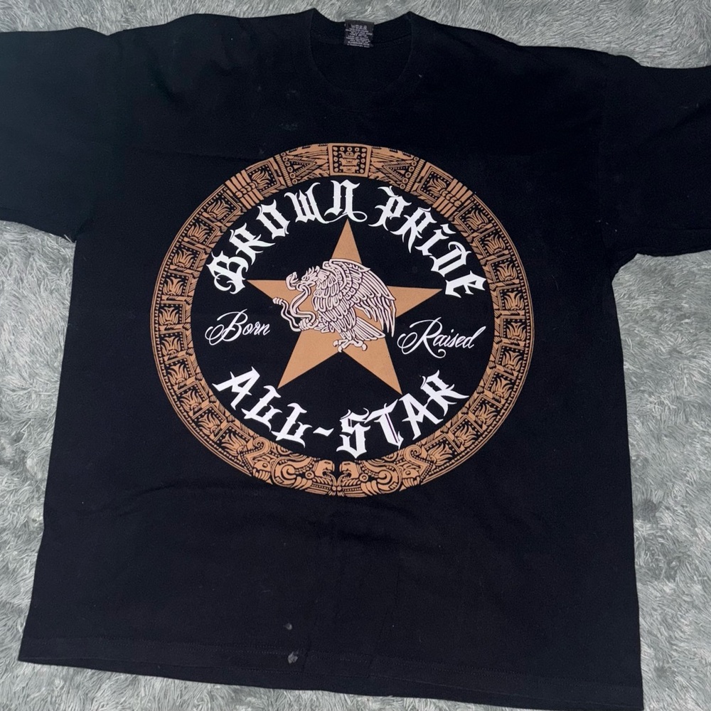 Black Graphic T-Shirt with Brown Star Design